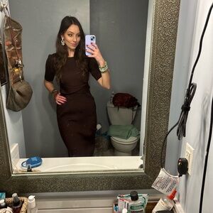 Calvin Klein Twist Waist Brown Dress